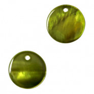 Schelp hanger rond 15mm Olive green